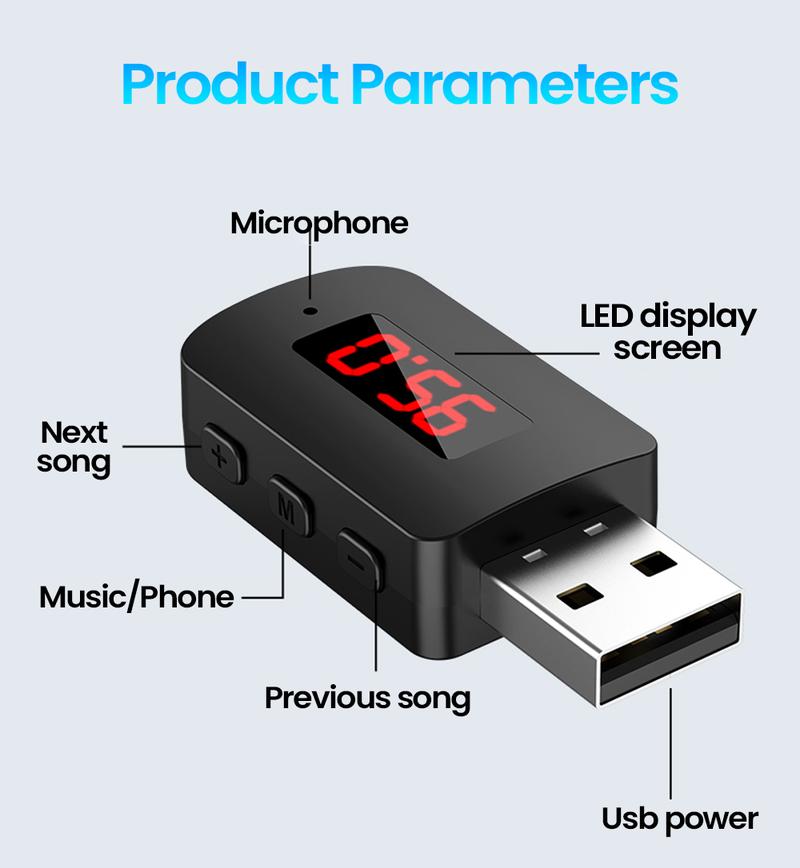 Product Introduction of Bộ Chuyển Đổi AUX trên ô tô Bluetooth không dây, Bộ Thu Âm Thanh BT5.4, Máy phát FM trên ô tô, Bộ Chuyển Đổi âm thanh âm Nhạc 22