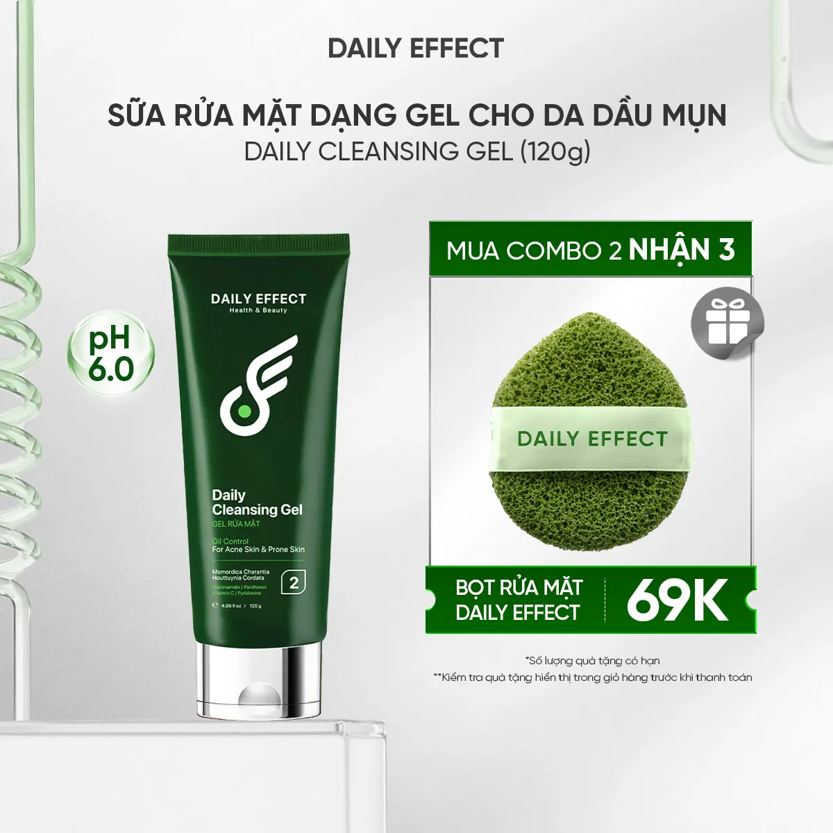 [Sữa Rửa Mặt Dạng Gel Cho Da Dầu Mụn] DAILY EFFECT Daily Cleansing Gel (120g)