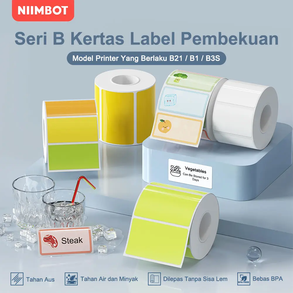 NIIMBOT B21/B1/B3S Stiker Label Dapur Stiker Klasifikasi Makanan Rumah Tangga Label Bumbu Kotak Segar Kulkas Freezer