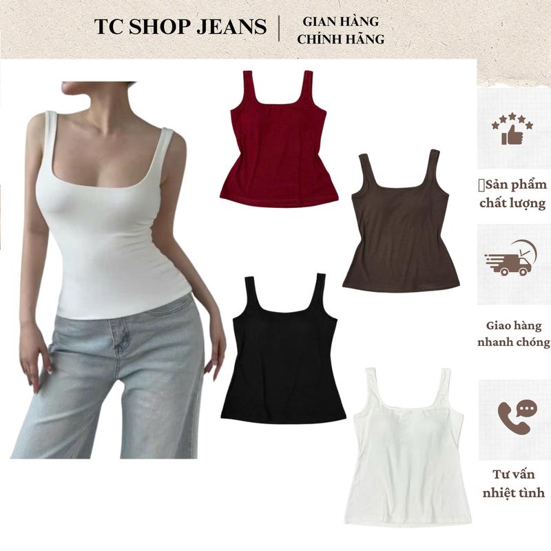 Áo tank top 2 dây có mút ngực BIZE bigsize 55-90kg chất borip lụa thoáng mát đi biển MS 9026