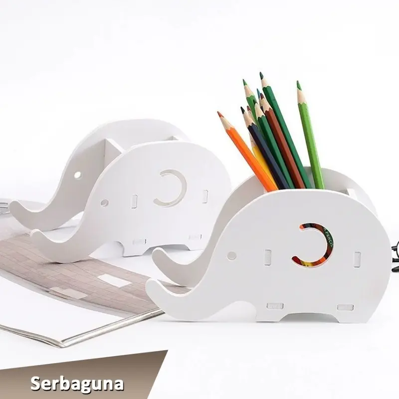 DHWE Rak Pensil Multifungsi Bentuk Hewan Gajah Desk Organizer & Phone Holder 7