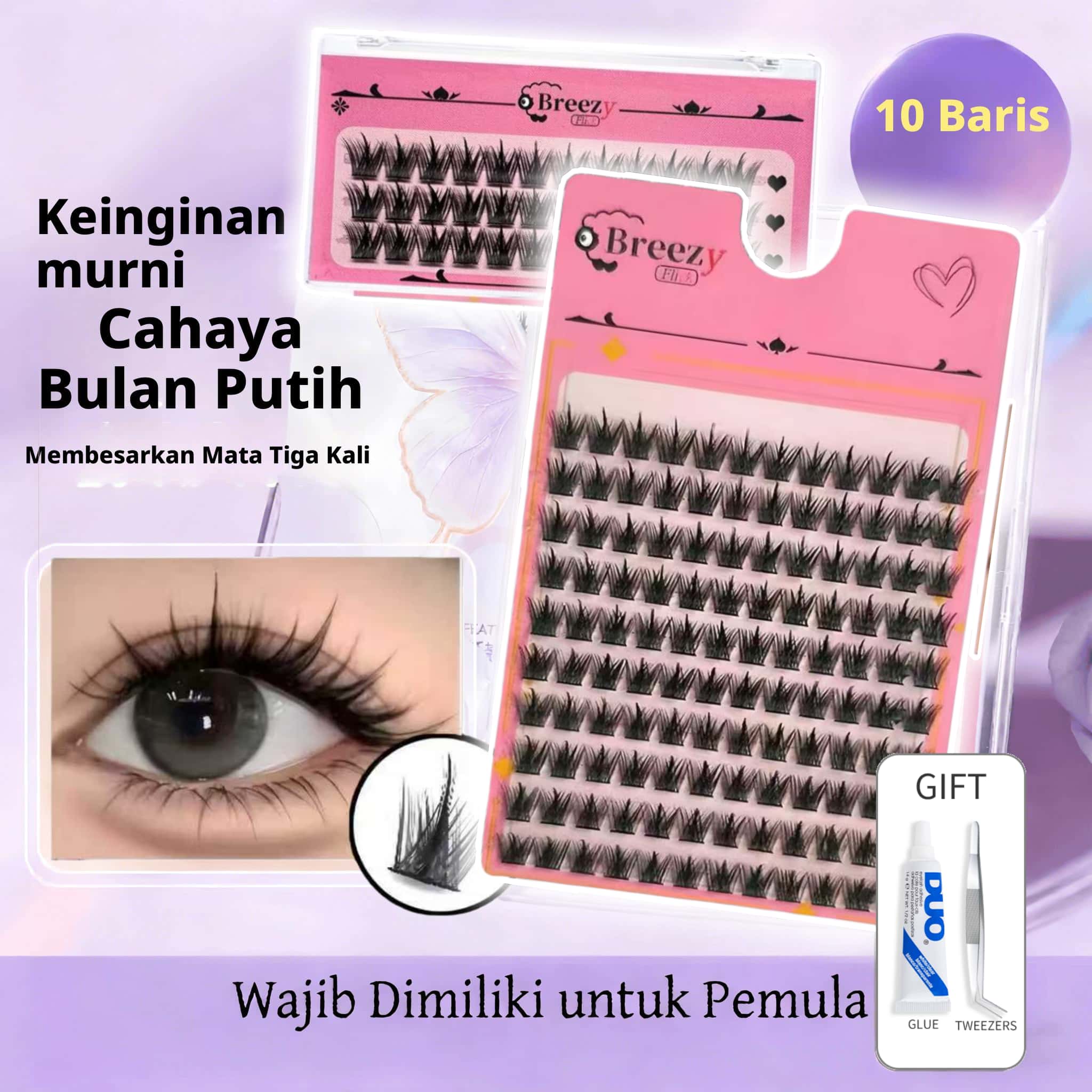 Bulu Mata 3 Langkah - Praktis Banget! Sudah termasuk Lem + Penjepit. Cocok untuk pemula!