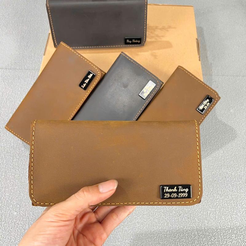 Ví dài nam đựng điện thoại tiền giầy tờ,có khắc tên theo yêu cầu chất liệu da bò sáp nhập khẩu đựng được cả các điện thoại to có ốp