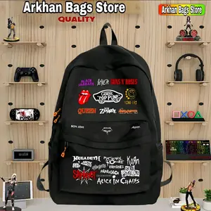 Arkhan Bags Store - Tas Ransel Distro Dewasa Dan Anak Sekolah Slot Laptop Keren Pria Wanita Quality Backpack Bahan PVC D300 Ukuran 43x31 cm Cocok Untuk Sekolah Kuliah Kerja skena sleeve  bag  laptop