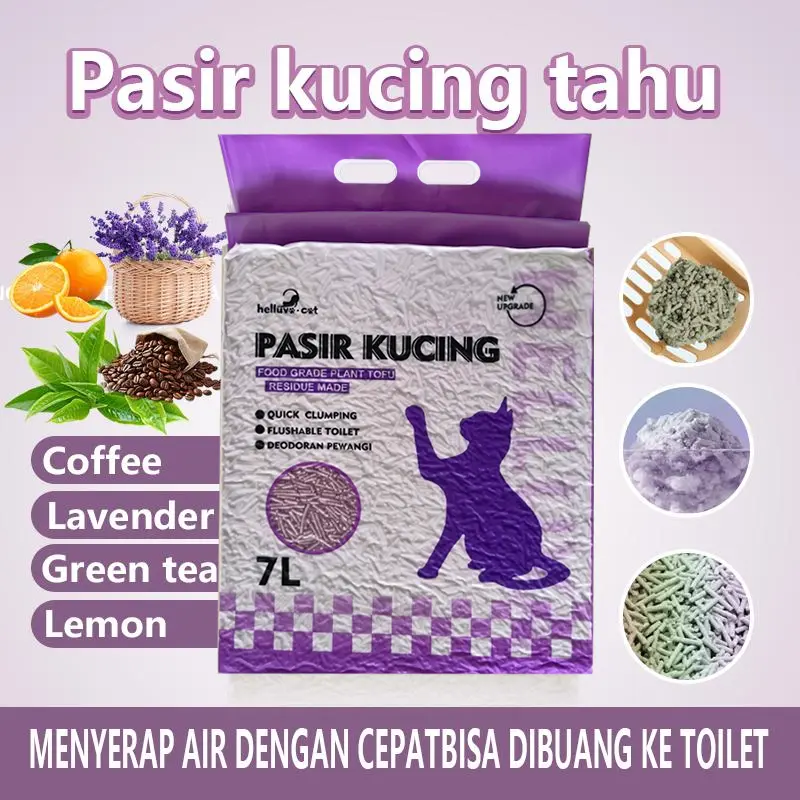 Pasir Kucing Tofu 7L  PasirKucing Soya / Cat Tofu Litter/ Pet Litter Sand  Odor ControlMulticolor untuk Anjing dan Kucing