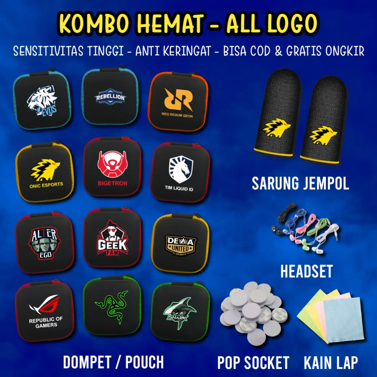 POUCH ALL LOGO | DOMPET MINI BOX PENYIMPANAN SARUNG TANGAN JEMPOL EVOS HEADSET EARPHONE CHARGER KOIN KUNCI DAN BARANG KECIL LAINNYA