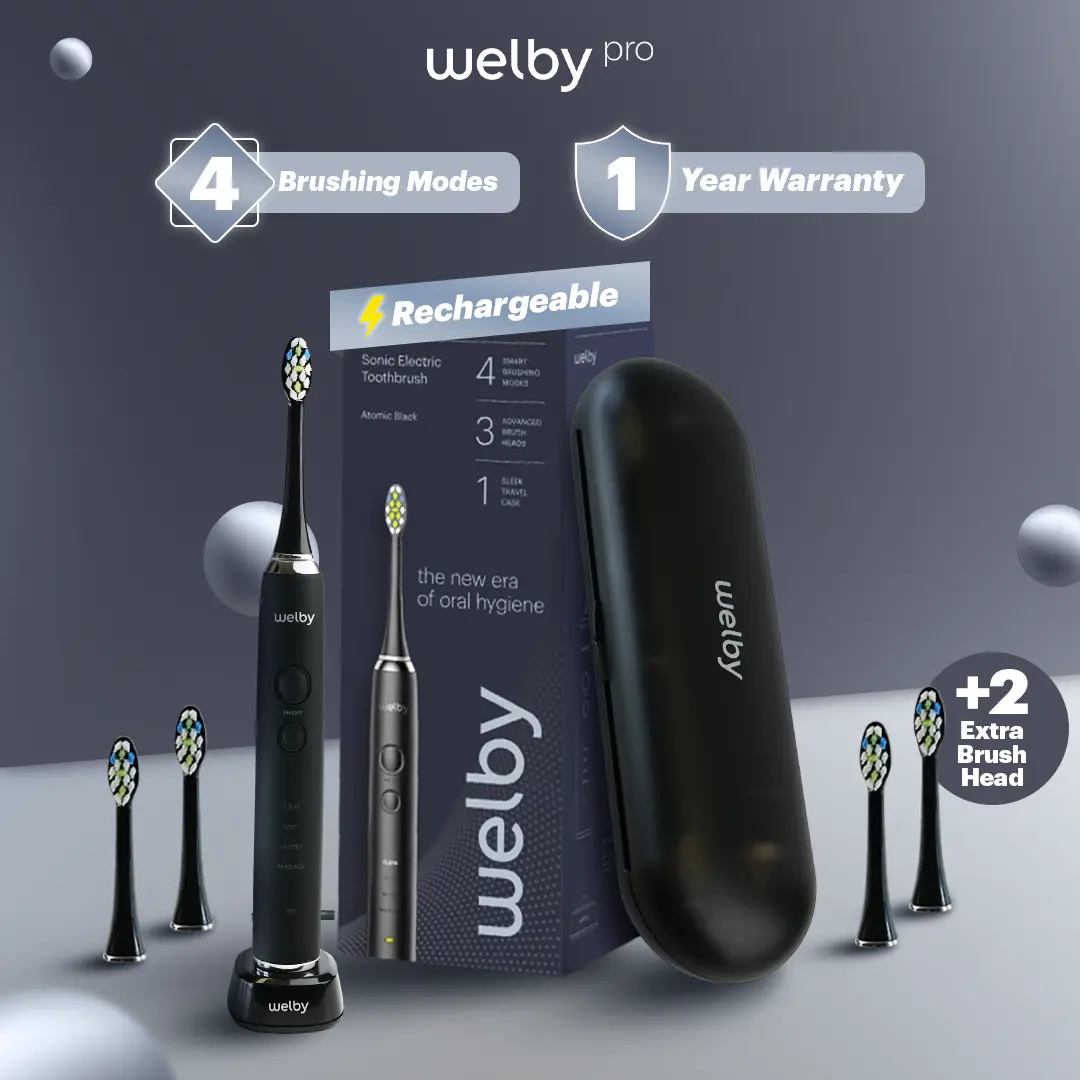 Welby Electric Toothbrush PRO Black Sikat Gigi Elektrik + Brush Head