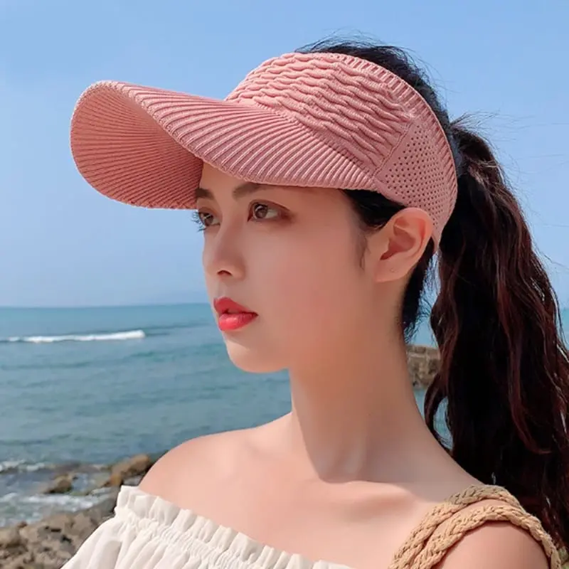 HM Topi Senam Wanita Summer Zumba Topi Knit Visor Sport Baseball Rajut Katun BISA COD