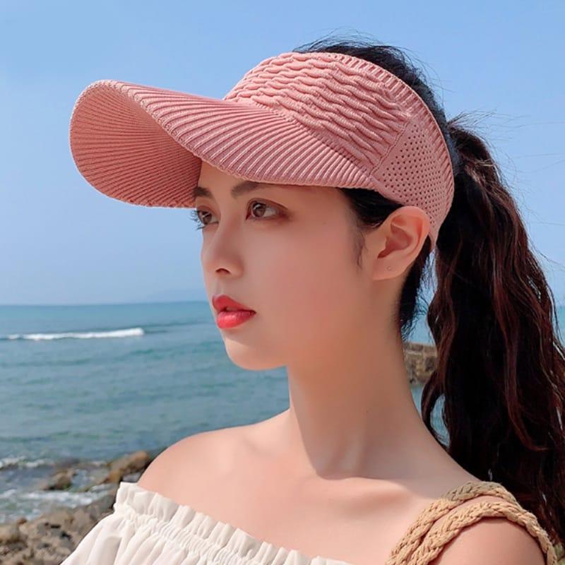 HM Topi Senam Wanita Summer Zumba Topi Knit Visor Sport Baseball Rajut Katun BISA COD 0