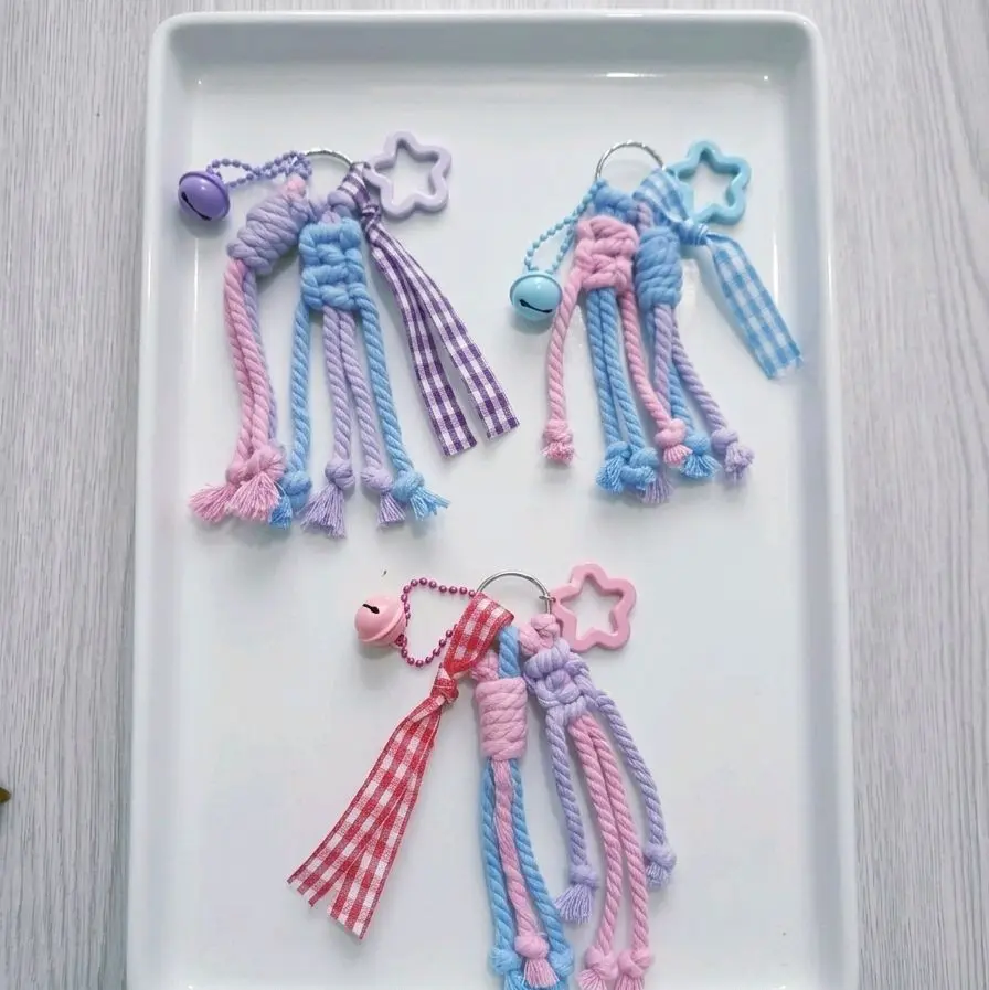 gantungan kunci macrame tali dan lonceng cantik
