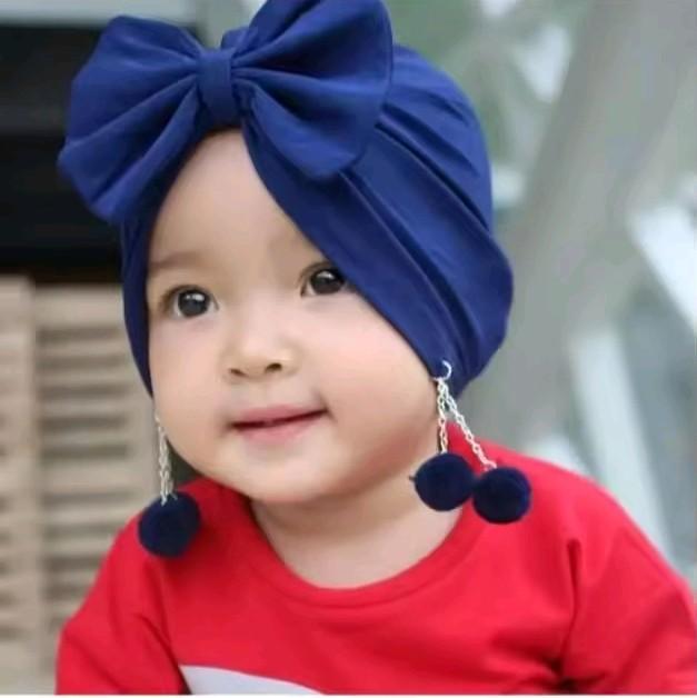 Turban Pita Anting Pom Pom Anak Bayi Perempuan / Turban Baby Girl Newborn Lucu dan Gemes 0