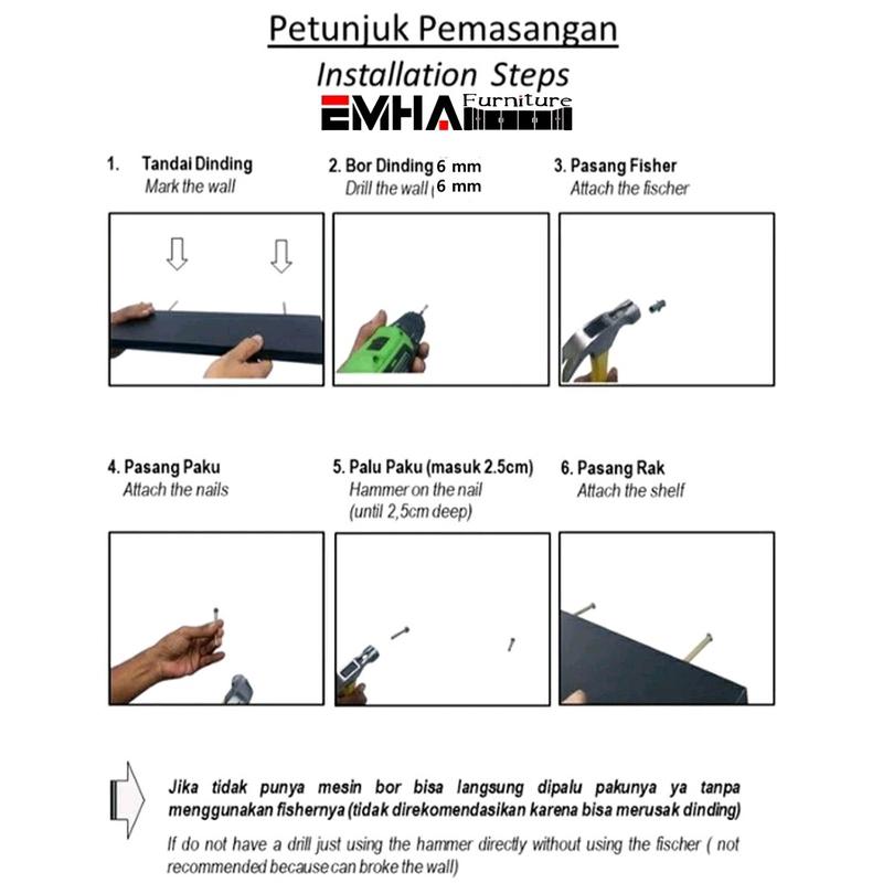 RAK AMBALAN DINDING (P)100&80&60 X (L)10X (T)2,5 & 1,5 CM PUTIH /RAK SERBAGUNA/RAK MULTIFUNGSI/RAK KAMAR/RAK FOTO/RAK DAPUR/RAK BUKU/RAK RUANG TAMU/RAK KERJA 2