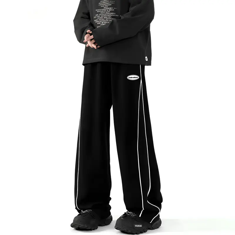 Unbroken Official Celana Parachute Stripe Panjang Loose Pants Hitam Basic Casual Dewasa Tebal Pria Distro baggy scena y2k lokal legged trousers sweatpants  Stretch  Straight Formal Pensil 0