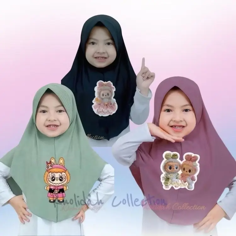 Hijab Anak Labubu 5-8 Tahun Jersey Premium / Jilbab Anak Labubu /Hijab Instan Anak Kerudung Nyaman