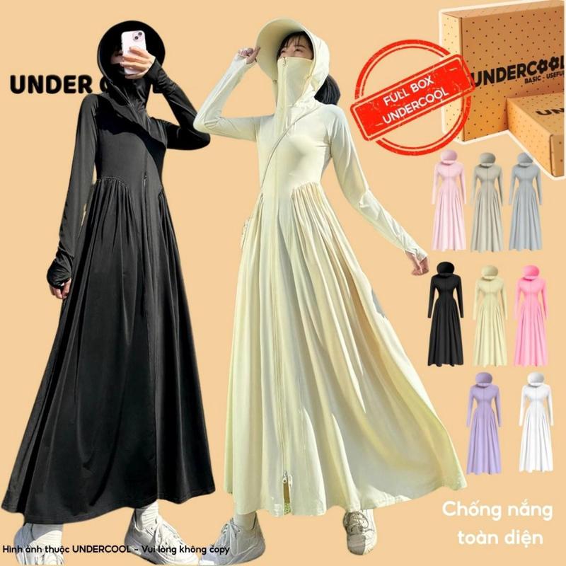Áo chống nắng toàn thân dáng váy UNDERCOOL chất thun lạnh co giãn chống nắng UPF50 dáng suông thời trang bảo vệ da ACN09