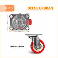 Gambar CAB Roda Kastor 2 Inch Rem PU Merah Swivel 360° Plat (4 Pcs) Heavy Duty Anti Bising dari cabofficialstore Kota Surabaya 3 Tokopedia