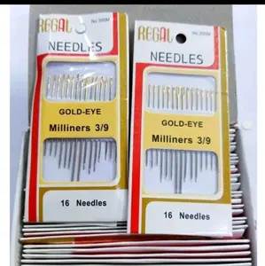 Jarum Jahit Tangan isi 16 Regal Gold Eye Milliners 3/9 - Needles Warna Emas Harga Per Card