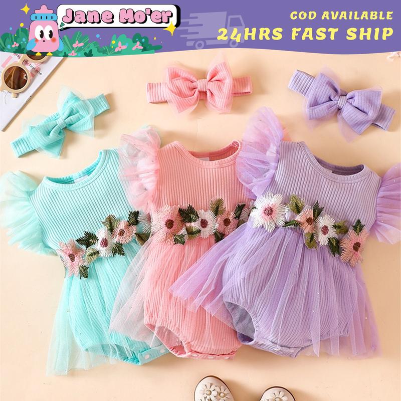 JM Gaun Bayi Perempuan 0 18 Bulan Gaun Romper Comel Dengan Lengan jm-gaun-bayi-perempuan-0-18-bulan-gaun-romper-comel-dengan-lengan