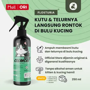Flosturia Cleancat Spray Anti Kutu Kucing 250 ml - Perlindungan Anti Kutu & Telurnya Aman untuk Kucing Hamil & Dewasa