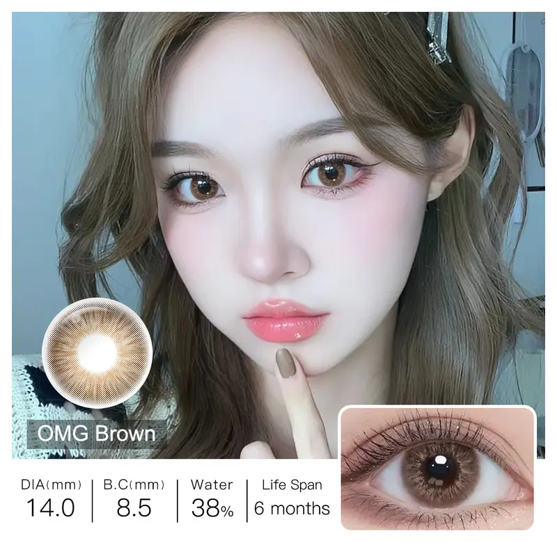 【COD】Magister OMG Softlens Minus 14mm (0.00 s/d -6.00) Sepasang Lensa kontak Kadar Air 38% Soflens minus Soflen minus Contact Lens Eye Brown 1