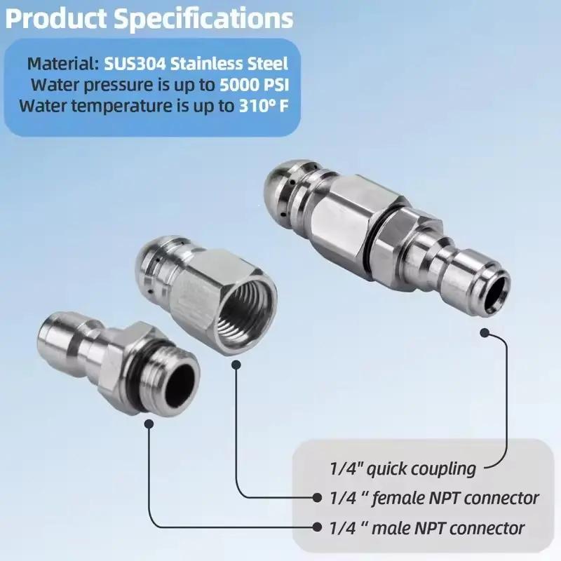 hệ thống cống rửa áp lực vòi phun thép không gỉ làm sạch vòi phun 1/4 " đầu nối…