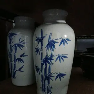 Pot dan Vas Keramik Elegan dengan Desain Bambu untuk Dekorasi Indoor & Outdoor Cocok untuk Rumah Minimalis Kafe dan Hadiah Berkesan