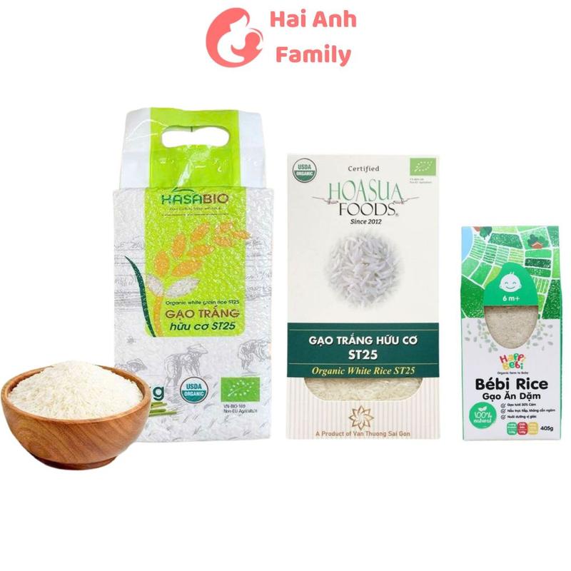  Gạo ST25 hữu cơ dùng nấu cháo nấu cơm cho bé ăn dặm 1kg 