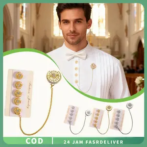 Butang Baju Melayu Pria Kancing Pin Set / Rantai Baju Melayu Elegan dengan Rumbai / Aksesori Baju Melayu Anti Karat