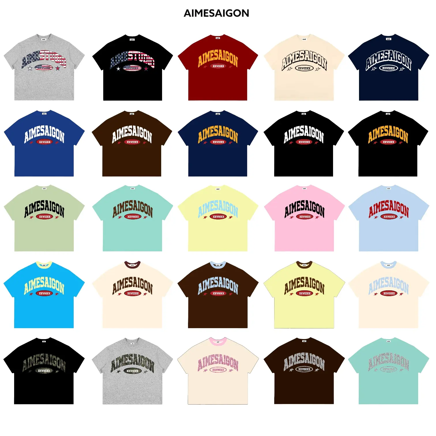 [XX Ver1] Aimesaigon Áo Thun Boxy AIMÉ Cotton Cổ Tròn Nam Nữ "XXVIIIXX" Áo Phông Nữ Form Rộng Nữ Mùa Hè Kiểu Đẹp Nam Nữ