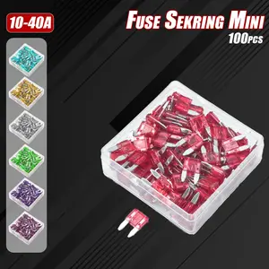 Sekring Fuse Mini Mobil Motor 100PCS Warna-Warni 10A-40A Blade Auto Fuse Universal Tancap Car/Motorcycle Aman Tahan Lama