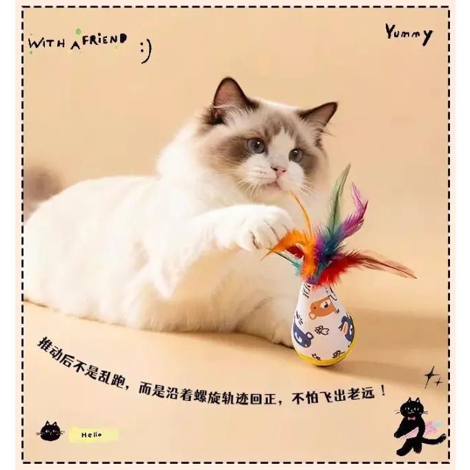 Mèo Đồ Chơi Lật Đật Gỗ Cho Thú Cưng – Đồ Chơi Gặm Nhấm, Vờn Bắt Cao Cấp Cho Chó Mèo