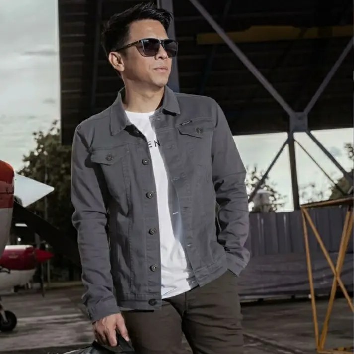 Jaket Jeans Denim Casiual Pria / Jaket Jeans Jumbo Pria / Jaket Jeans Bigsize Pria - Abu Tua