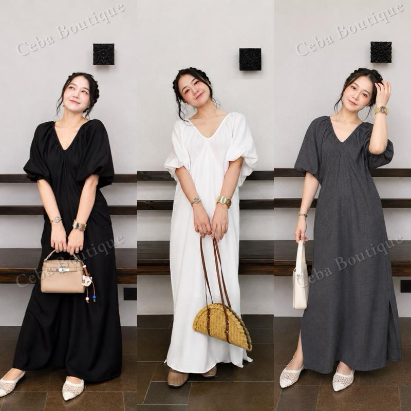 CEBA & KOL D89 - Đầm Cánh Dơi Tay Bồng Che Khuyết Điểm Tôn Dáng CEBA BOUTIQUE