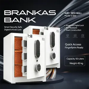 【HANYA BANK】Led Aman Brankas Password/Fingerprint/Key 45cm*38cm*32cm Fireproof/waterproof/theft-3-year warrantyproof