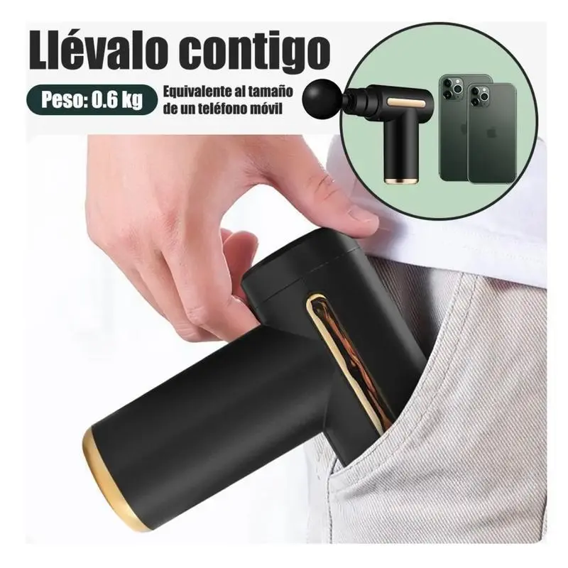 Motor Alto Pistola de Masaje Portátil Mini - 4 Cabezales, 6 Velocidades - Alivio Muscular Profundo - Ideal para Regalo - USB Recargable - Foto 12