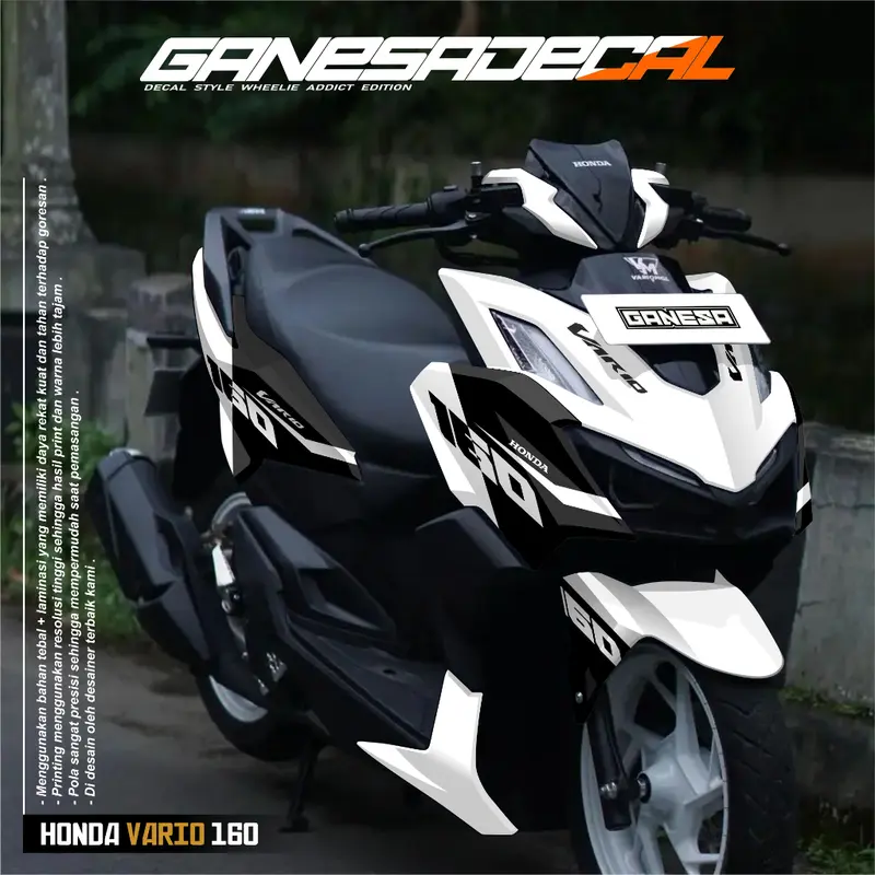 Decal stiker Vario 160 New ABS/NON ABS full body Dekal Sticker Motor Honda Vario 160 fullbody Custom Variasi Desain Grafis Elegan Ganesa 24.11 8