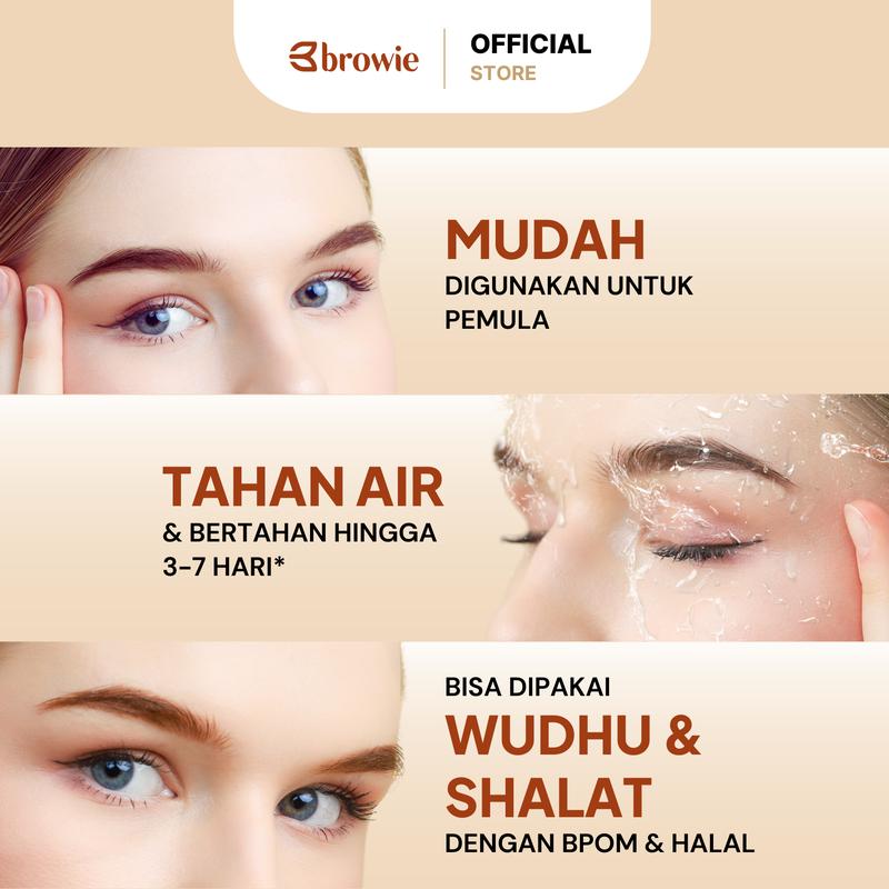 Dark Brown - 10GR - [BPOM & Halal] browie Brow Tint Henna Alis + Pensil Alis + Cetakan Alis Tali | Eyebrow Gel Waterproof & Longlasting Coklat (Ini henna alis bukan Powder alis) 2
