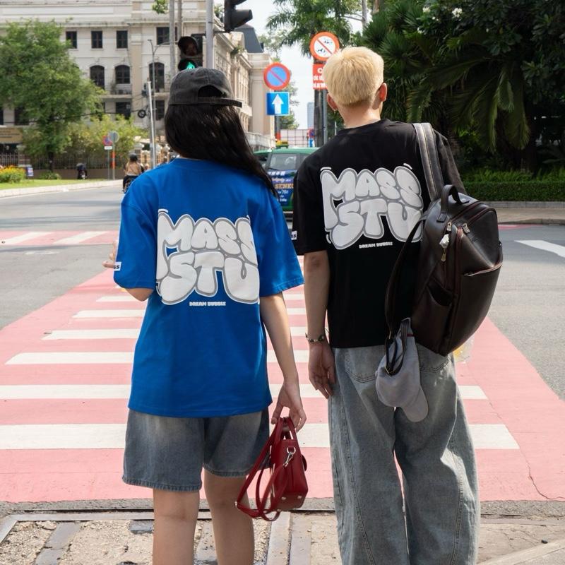 Áo thun oversize Graffiti in nổi brand MASS STUDIO nam nữ  100% coton không pha định lượng 250gsm Cổ tròn