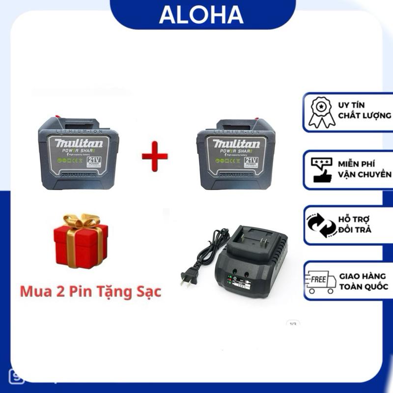   COMBO 2 Pin 20 Cell TẶNG SẠC  PIN MULITAN Chân Pin Phổ Thông M21 có đèn LED báo Pin Pin Máy Khoan sử dụng chân Pin Phổ Thông Makita 