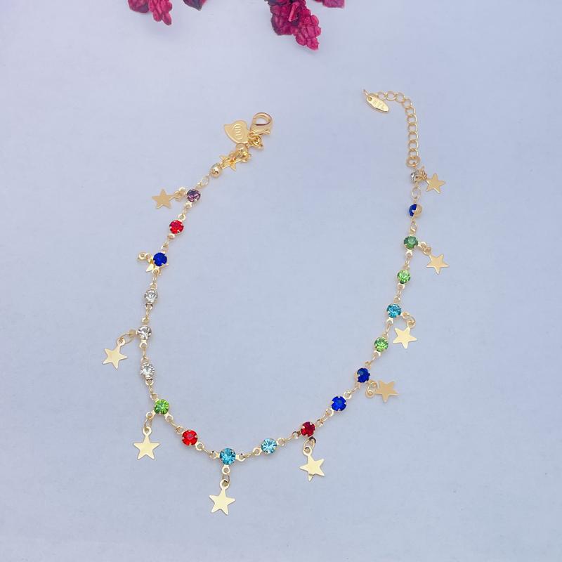  Lắc Chân Thiết Kế Thời Trang Dát Tua Rua Ngôi Sao Chống Gỉ Và Chống Thấm Nước Có Thể Đeo Trong Tắm Dây Chuyền 24cm Đồ Trang Sức Lấp Lánh Tinh Tế PJL009 