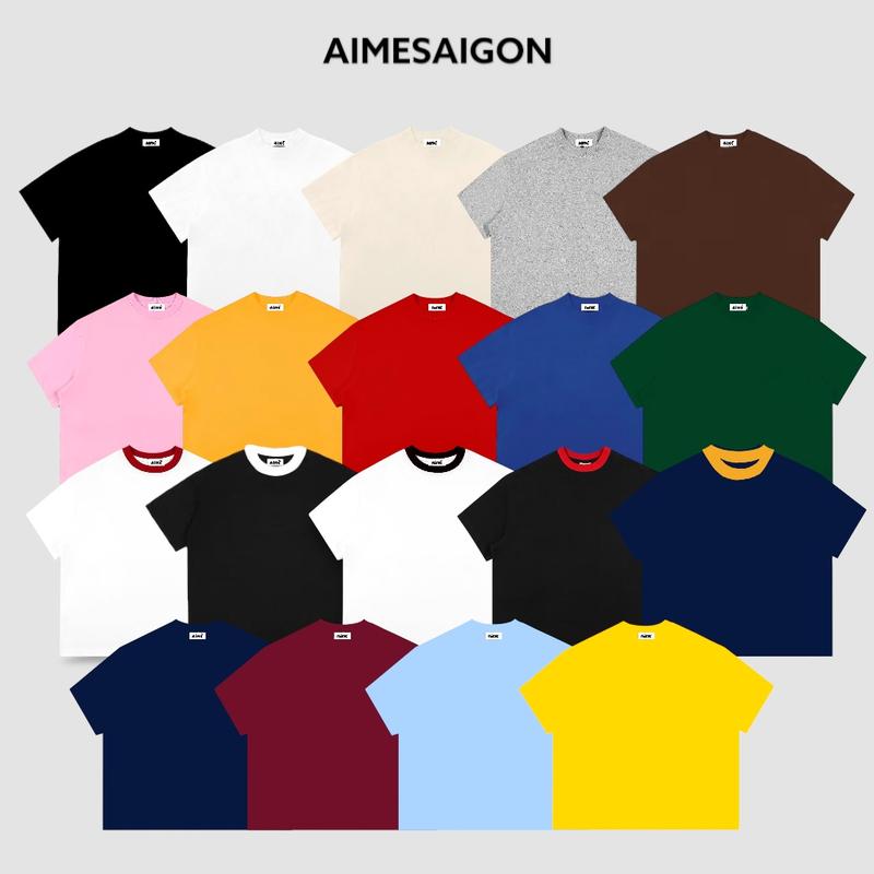 Áo Thun Trơn Boxy Local Brand AIMÉ Basic Cotton Form Rộng Cổ Tròn Unisex Nam Nữ