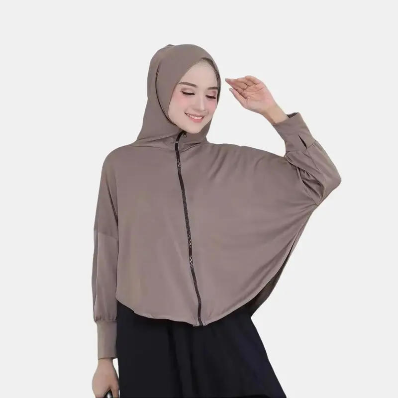 Jilbab Sporty Hoodie Jaket Olahraga Muslim Crop Top Vest 3in1 Jersy / Hijab Rompi Senam Lari GYm 5