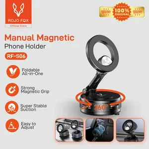 ROJO FOX Magnetic Vacuum Phone Holder Car Holder RF-S06 | Magsafe + Hisap Vakum Kuat | 3-Axis Lipat & 360° Rotasi | Dashboard & Windshield Kaca Meja Smartphone