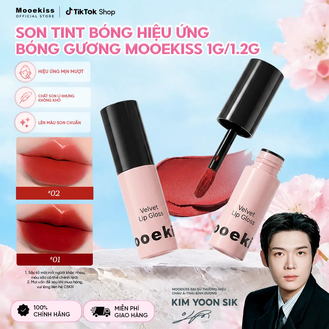 Mooekiss Son Môi Nhung Chất Matte Tôn Da Nhẹ Nhàng Dễ Dùng 1g Chính Hãng