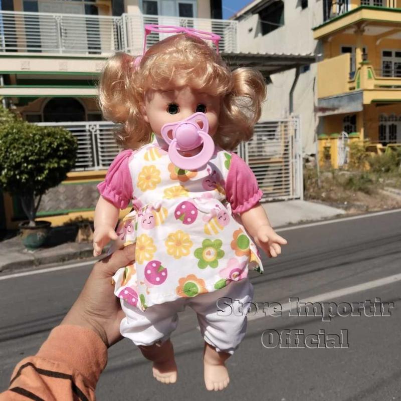 Mainan Boneka Elvira 638 S Plus Empeng Bisa Nangis Dan Bisa Bicara Mama Papa Lucu | Mainan Anak Perempuan Bisa Tertawa Mata Bisa Merem Melek | Mainan Boneka Bayi Pakai Baterai AA2 Kemasan Kardus Bahan Berkualitas 1