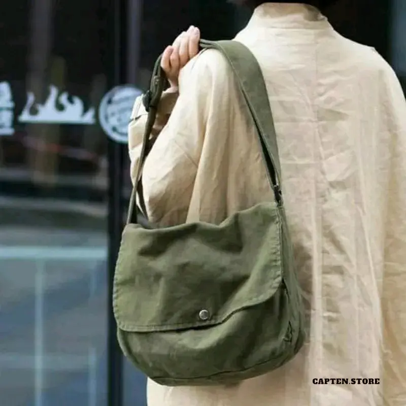 Tas Bahu Selempang Pria Wanita Kanvas 1 Ruang