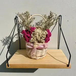 pajangan bunga aestethic / properti foto / vas rotan / hiasan meja