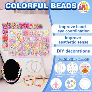 Toys Glossy Bead Box Set Diy Kids Toy Bracelet Rings Handicrafts  Girl Gift Knitting Crafts bracelets making set