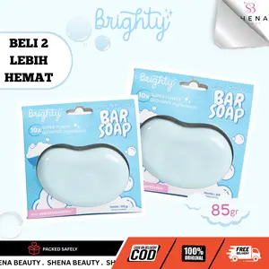 [BELI 2 LEBIH HEMAT] Brighty Glow & Bright Bar Soap 85gr Sabun Pencerah Badan Muka Tangan Whitening Ampuh BPOM