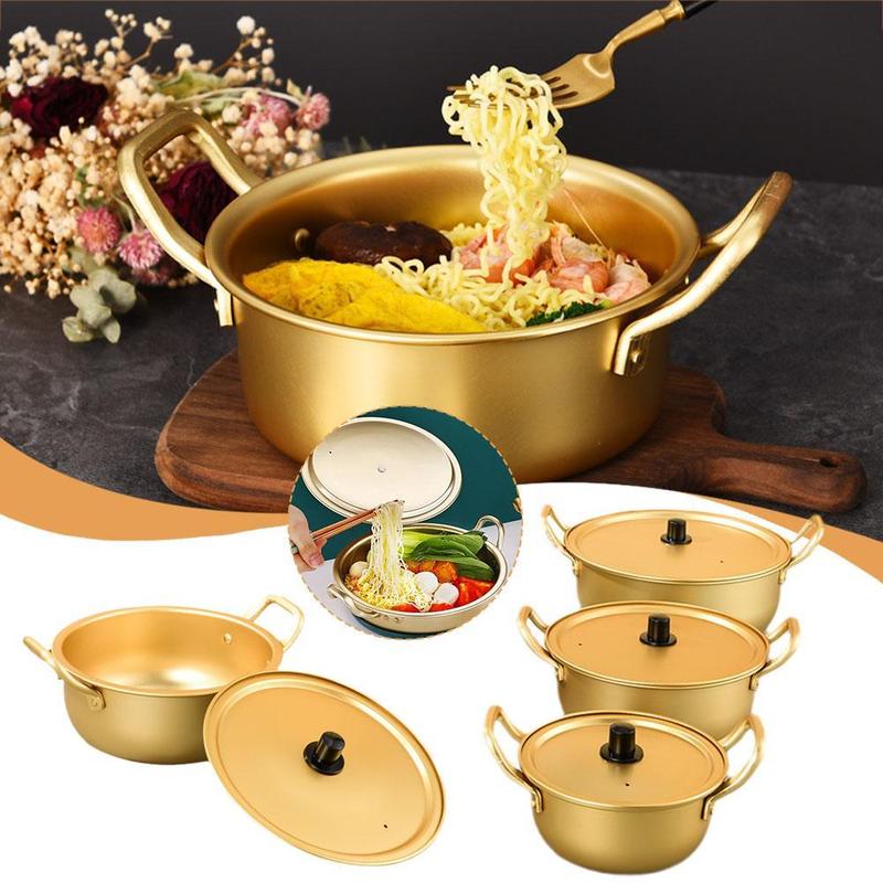 Nồi Mì Ramen Hàn Quốc, Nồi Súp Nhôm Có Nắp Nồi Nấu Súp Trứng Sữa Mì Nhanh N8D0